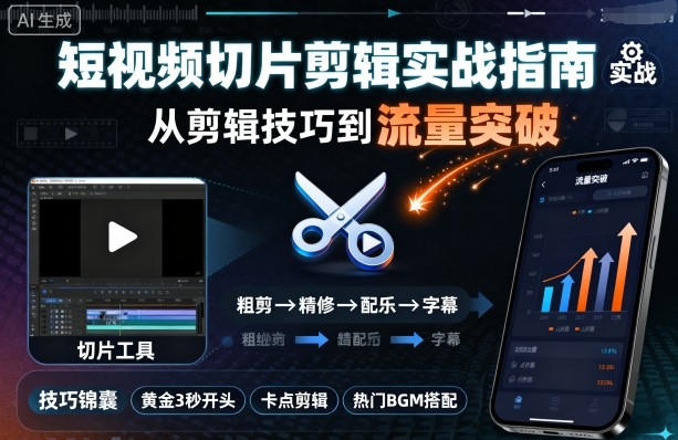 短视频切片剪辑实战指南,从剪辑技巧到流量突破-鲁班聊项目