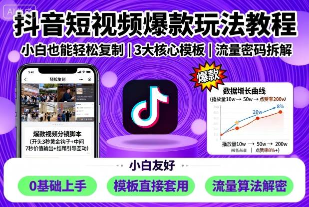 抖音短视频爆款玩法教程,小白也能轻松复制-鲁班聊项目
