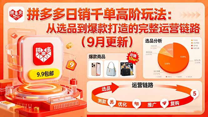 拼多多日销千单高阶玩法:从选品到爆款打造的完整运营链路(9月更新-鲁班聊项目