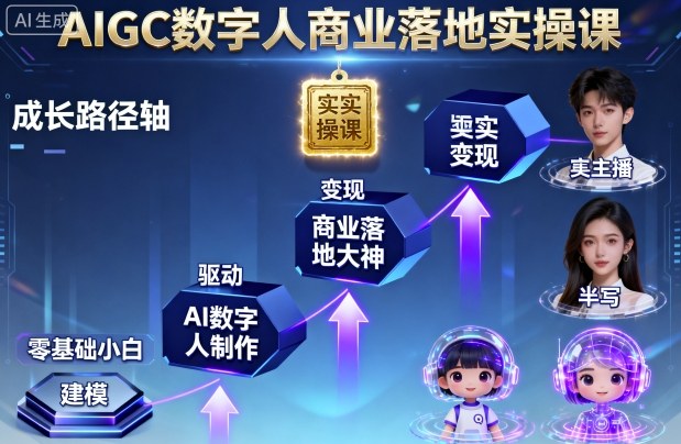 AIGC数字人商业落地实操课，从零基础小白到AI数字人大神-鲁班聊项目