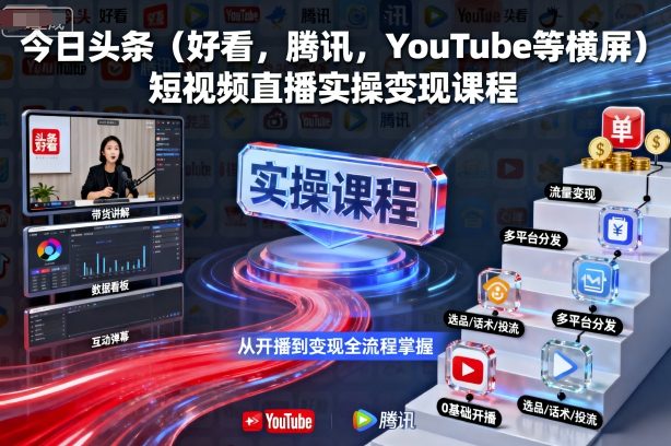 今日头条(好看,腾讯,YouTube等横屏)短视频直播实操变现课程-鲁班聊项目