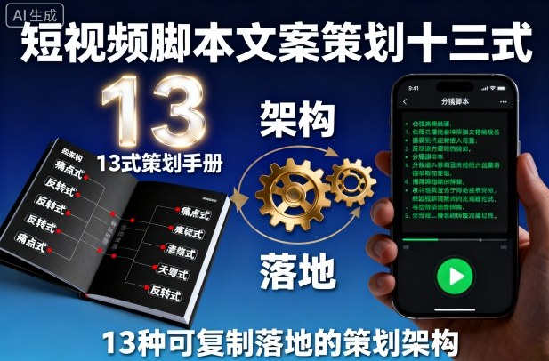 短视频脚本文案策划十三式，13种可复制落地的策划架构-鲁班聊项目