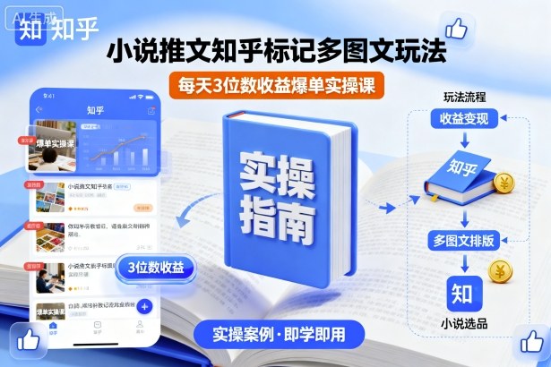 小说推文知乎标记多图文玩法，每天3位数收益爆单实操课-鲁班聊项目