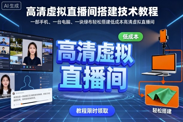 高清虚拟直播间搭建技术教程，一部手机、一台电脑、一块绿布轻松搭建低成本高清虚拟直播间-鲁班聊项目