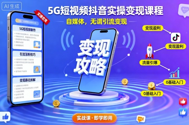 5G短视频抖音实操变现课程,自媒体,无谓引流变现-鲁班聊项目