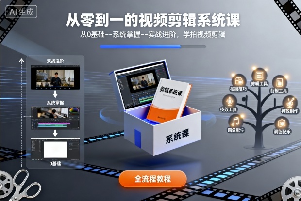 从零到一的视频剪辑系统课，从0基础–系统掌握–实战进阶，学拍视频剪辑-鲁班聊项目