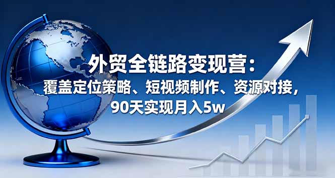 外贸全链路变现营:覆盖定位策略、短视频制作、资源对接,90天实现月入5w-鲁班聊项目