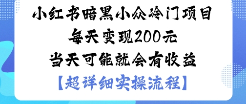 小红书暗黑小众冷门项目每天变现2张当天可能就会有收益-鲁班聊项目