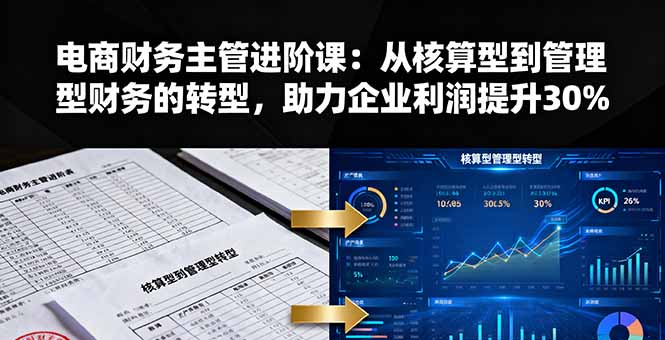 电商财务主管进阶课：从核算型到管理型财务的转型，助力企业利润提升30%-鲁班聊项目
