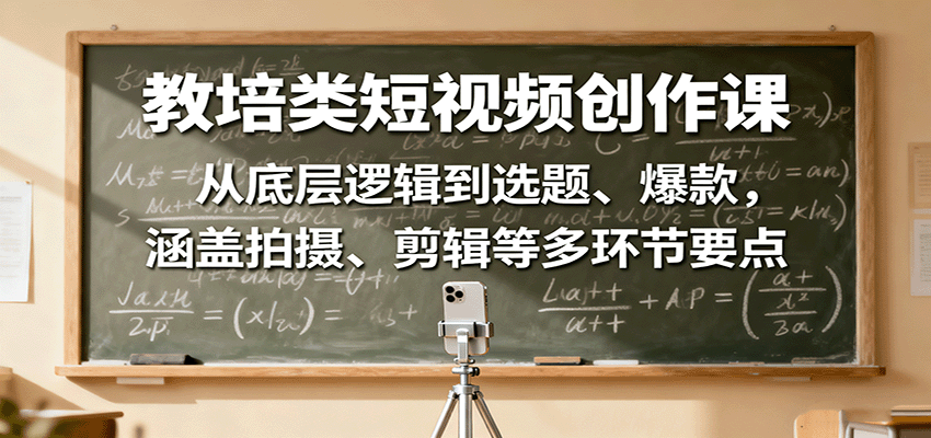 教培类短视频创作课：从底层逻辑到选题、爆款，涵盖拍摄、剪辑等多环节要点-鲁班聊项目