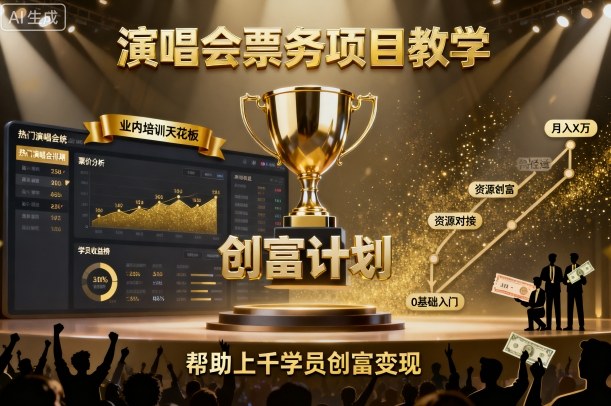 演唱会票务项目教学，业内培训天花板，帮助上千学员创富变现(更新)-鲁班聊项目