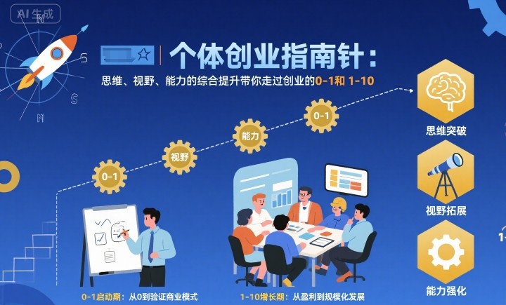 个体创业指南针，思维、视野、能力的综合提升带你走过创业的0-1和1-10【音频】-鲁班聊项目