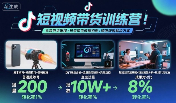 短视频带货训练营，抖音带货课程+抖音带货数据挖掘+精准获客解决方案-鲁班聊项目