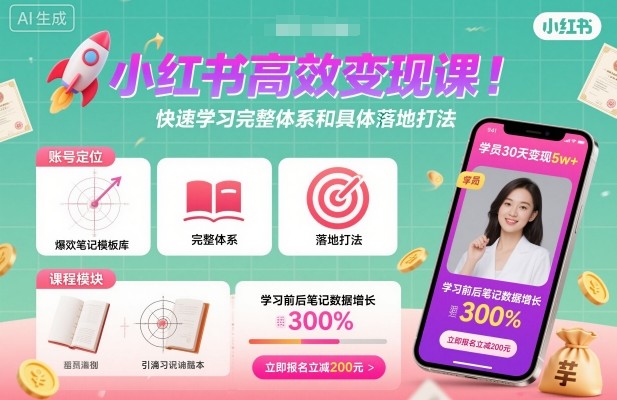 小红书高效变现课，快速学习小红书完整体系和具体落地打法-鲁班聊项目