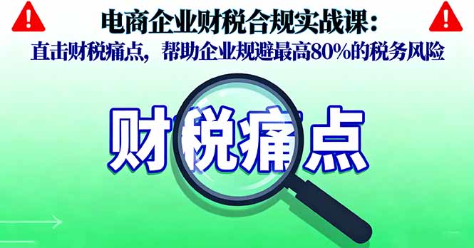 电商企业财税合规实战课，直击财税痛点，帮助企业规避最高80%的税务风险-鲁班聊项目