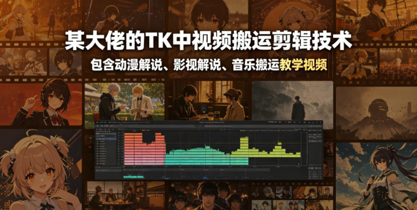 某大佬的TK中视频搬运剪辑技术,包含动漫解说、影视解说、音乐搬运教学视频-鲁班聊项目