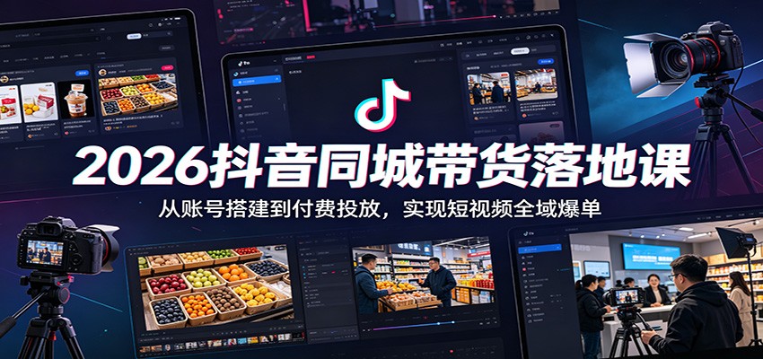 2026抖音同城带货落地课:从账号搭建到付费投放,实现短视频全域爆单-鲁班聊项目