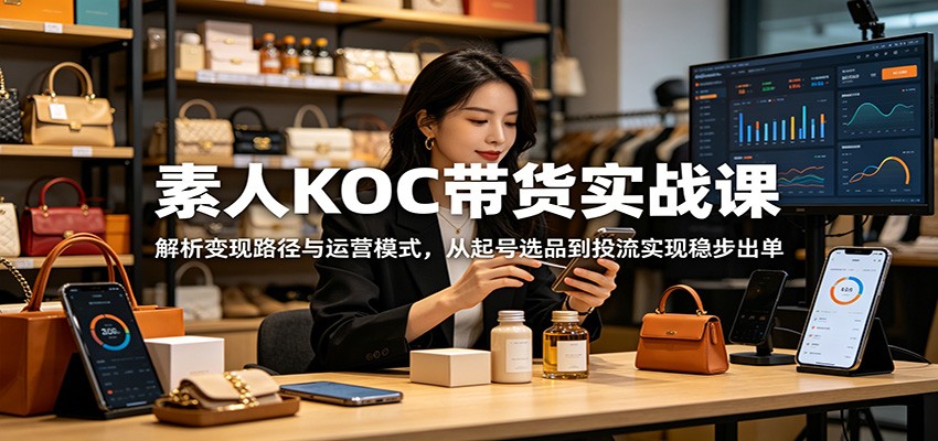 素人KOC带货实战课:解析变现路径与运营模式,从起号选品到投流实现稳步出单-鲁班聊项目