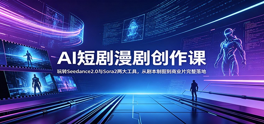 AI短剧漫剧创作课:玩转Seedance2.0与 Sora2两大工具,从剧本制图到商业片完整落地-鲁班聊项目