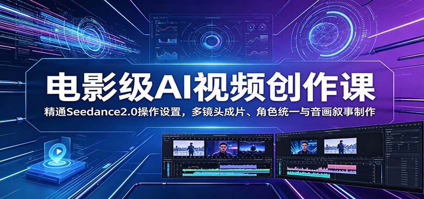 电影级AI视频创作课:精通Seedance2.0操作设置,多镜头成片、角色统一与音画叙事制作-鲁班聊项目