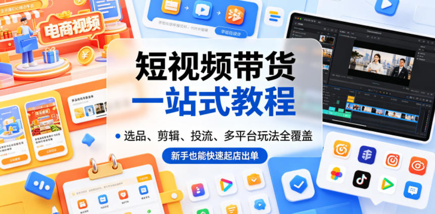 短视频带货一站式教程,选品、剪辑、投流、多平台玩法全覆盖,新手也能快速起店出单-鲁班聊项目