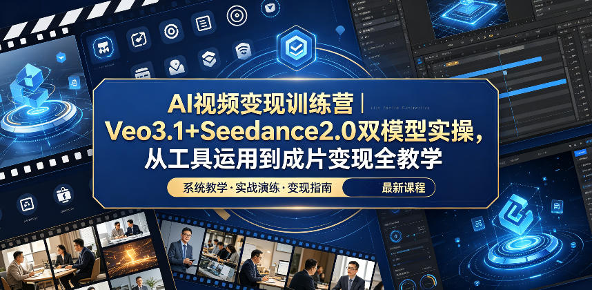 AI视频变现训练营|Veo3.1+Seedance2.0双模型实操,从工具运用到成片变现全教学-鲁班聊项目