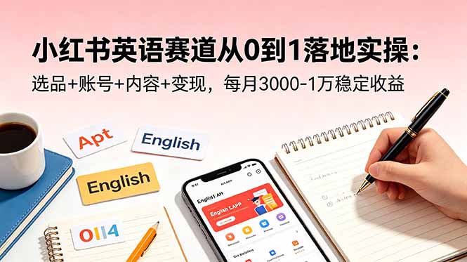 小红书英语赛道从0到1落地实操:选品+账号+内容+变现,每月3000-1万稳定收益-鲁班聊项目