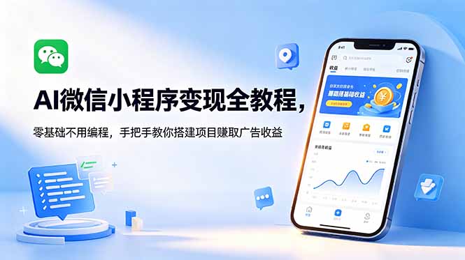 AI微信小程序变现全教程,零基础不用编程,手把手教你搭建项目赚取广告收益-鲁班聊项目
