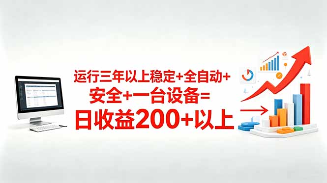 三年以上稳定+全自动+安全+一台设备=日收益200+-鲁班聊项目