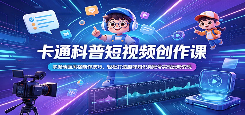 卡通科普短视频创作课:掌握动画风格制作技巧,轻松打造趣味知识类账号实现涨粉变现-鲁班聊项目