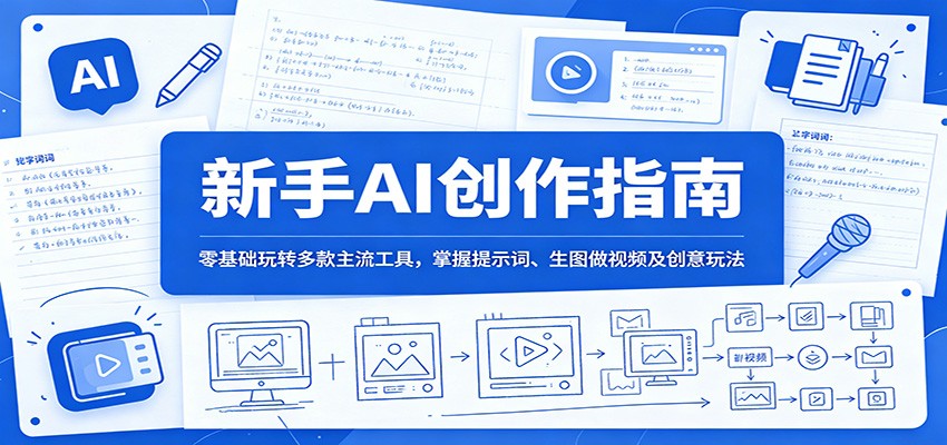 新手AI创作指南:零基础玩转多款主流工具,掌握提示词、生图做视频及创意玩法-鲁班聊项目