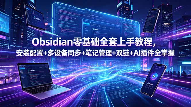 Obsidian零基础全套上手教程,安装配置+多设备同步+笔记管理+双链+AI插件全掌握-鲁班聊项目
