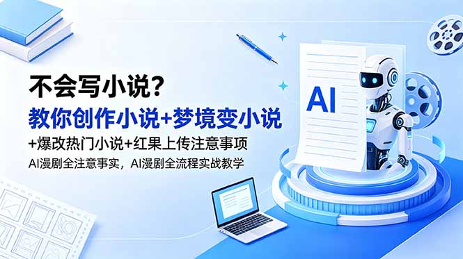 不会写小说？教你创作小说+梦境变小说+爆改热门小说+红果上传注意事项，AI漫剧全流程实战教学-鲁班聊项目