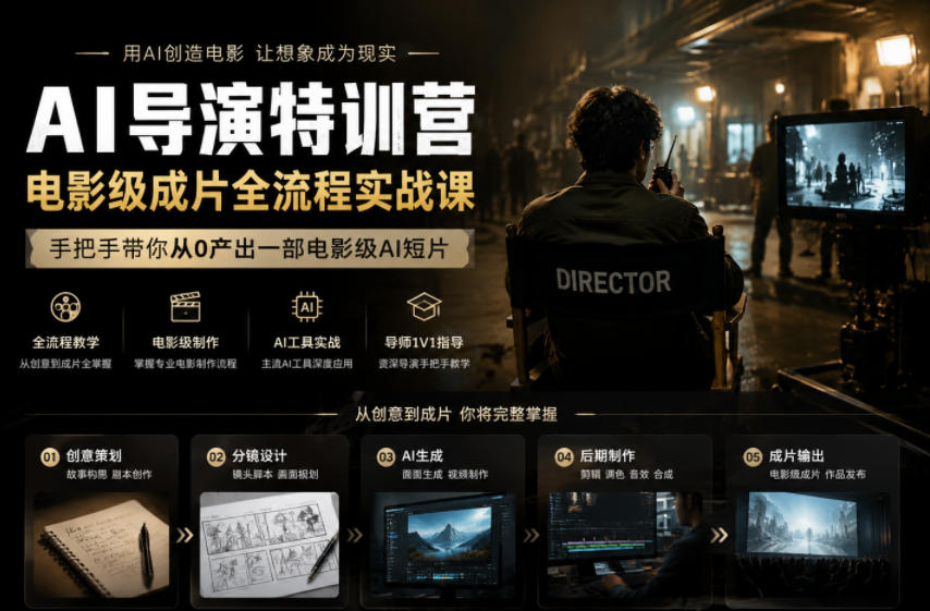 AI导演特训营，电影级成片全流程实战课，手把手带你从0产出一部电影级AI短片-鲁班聊项目