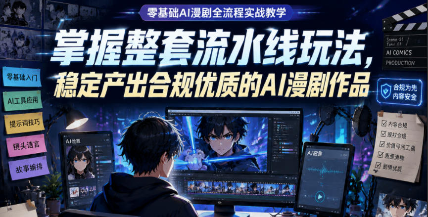 零基础AI漫剧全流程实战教学，掌握整套流水线玩法，稳定产出合规优质的AI漫剧作品-鲁班聊项目