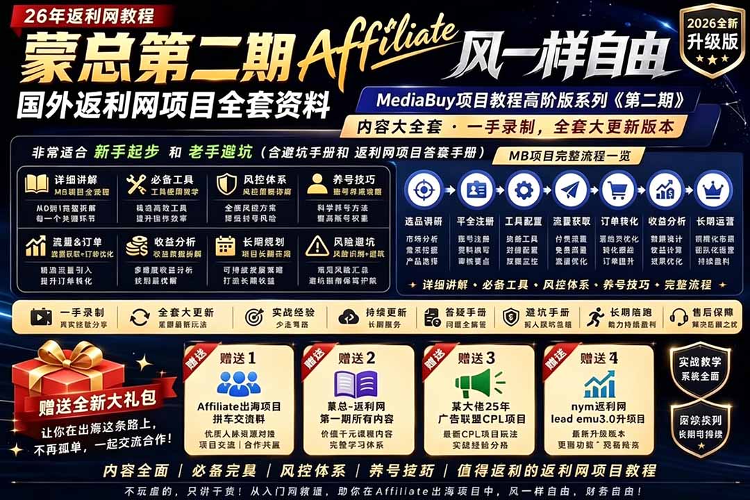 2026国外返利网高阶二期教程，深耕MediaBuy项目变现玩法，系统化进阶突破运营收益瓶颈-鲁班聊项目