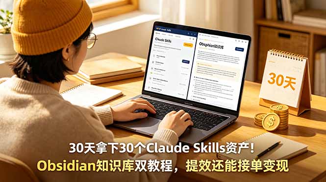30天拿下30个Claude Skills资产！Obsidian知识库双教程，提效还能接单变现-鲁班聊项目