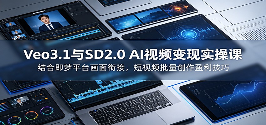 Veo3.1与SD2.0 AI视频变现实操课课：结合即梦平台画面衔接，短视频批量创作盈利技巧-鲁班聊项目