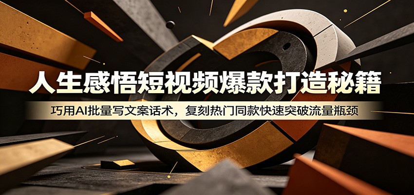 人生感悟短视频爆款打造秘籍：巧用A 批量写文案话术，复刻热门同款快速突破流量瓶颈-鲁班聊项目