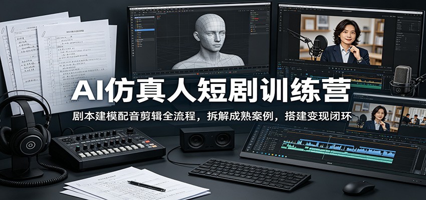 AI仿真人短剧训练营：剧本建模配音剪辑全流程，拆解成熟案例，搭建变现闭环-鲁班聊项目