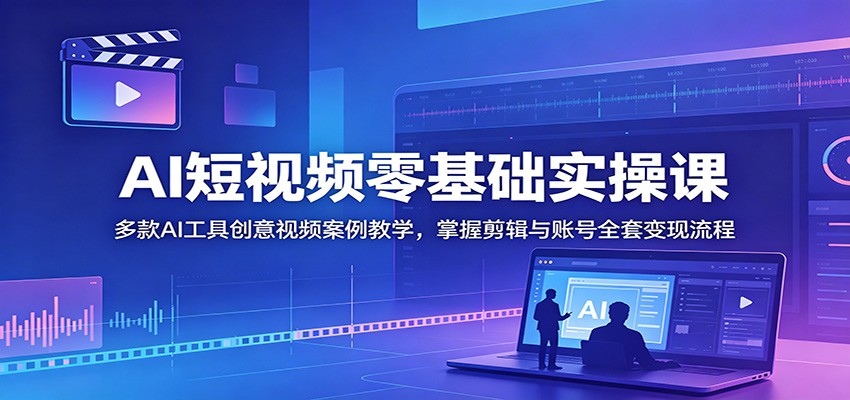 AI短视频零基础实操课:多款AI工具创意视频案例教学,掌握剪辑与账号全套变现流程-鲁班聊项目