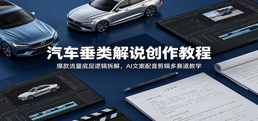 汽车垂类解说创作教程：爆款流量底层逻辑拆解，AI文案配音剪辑多赛道教学-鲁班聊项目
