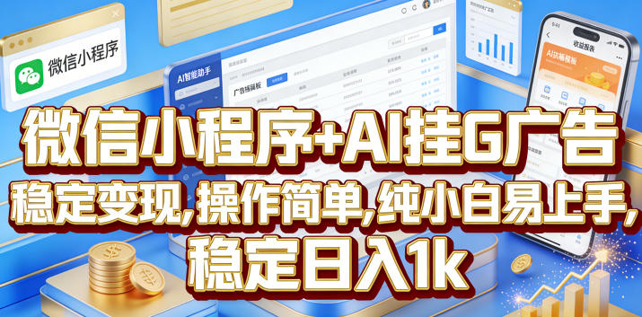 微信小程序+AI挂G广告，稳定变现，操作简单，纯小白易上手，稳定日入1k【揭秘】-鲁班聊项目