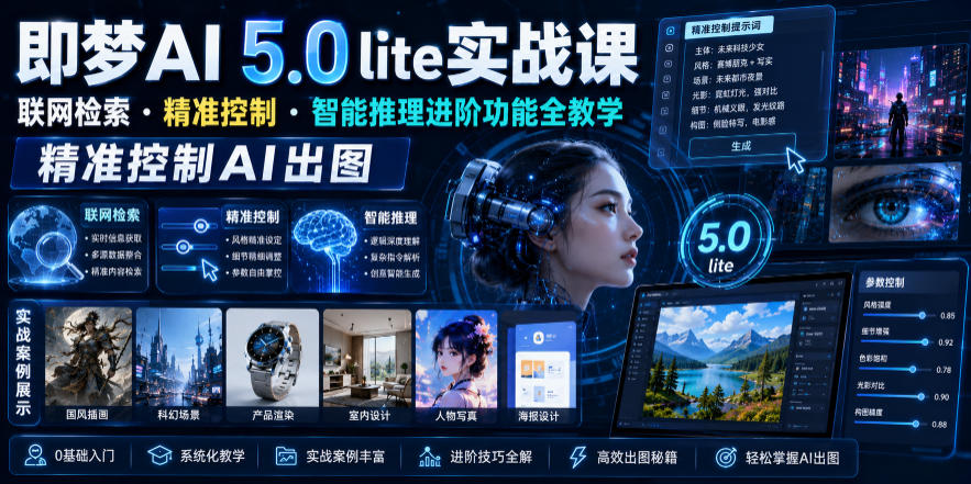即梦AI 5.0 lite实战课，联网检索・精准控制・智能推理进阶功能全教学，精准控制AI出图-鲁班聊项目